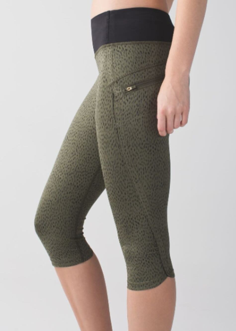 Lululemon Run: Top Speed Crop Dottie Dash Print Fatigue Green Black Size 4